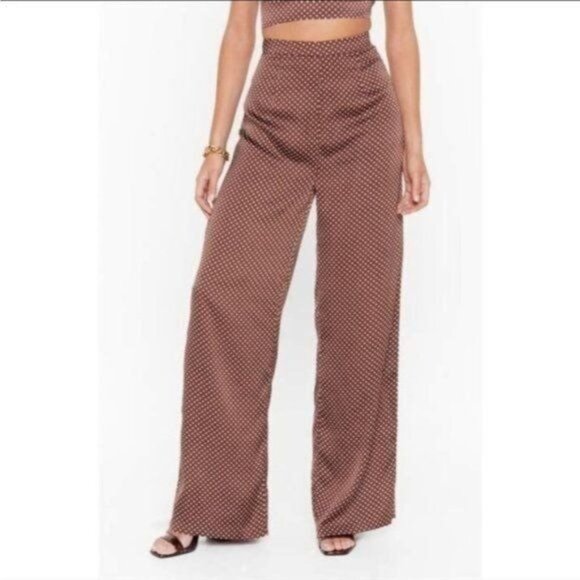 Nasty Gal Satin Like Wide Leg Pants - Picture 1 of 10